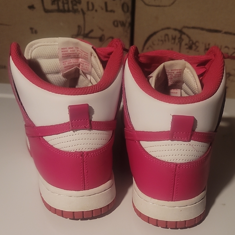 Nike Women's Pink and White High-Top Sneakers - Picture 4 of 4